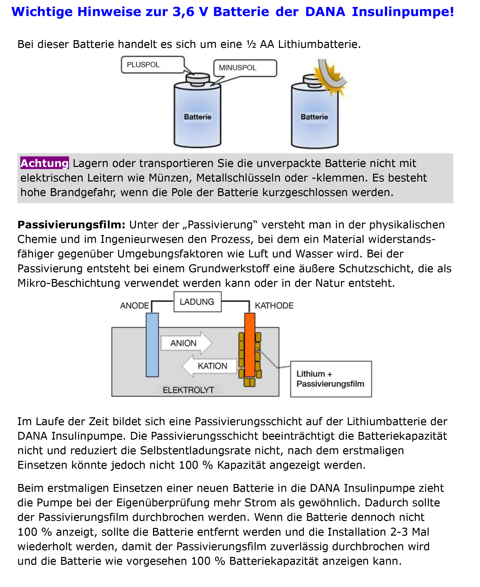 Infos, Tricks und Tipps zur 3,6 V Batterie der Dana-Insulinpumpe